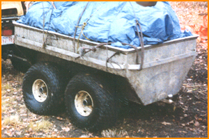 Putnam Bogie ATV Trailer loaded with camping gear